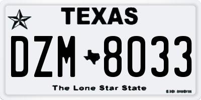 TX license plate DZM8033