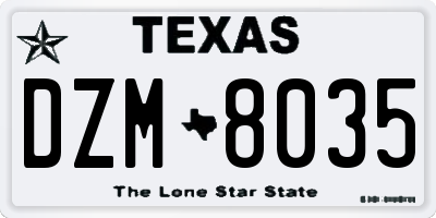 TX license plate DZM8035