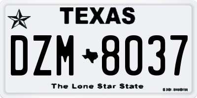 TX license plate DZM8037
