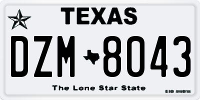 TX license plate DZM8043