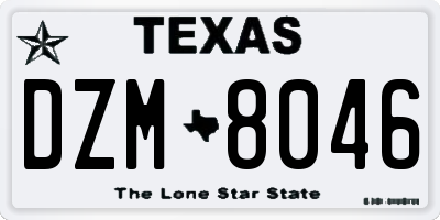 TX license plate DZM8046