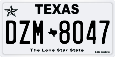 TX license plate DZM8047