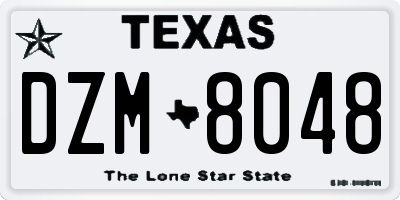 TX license plate DZM8048