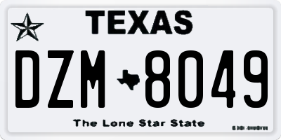 TX license plate DZM8049