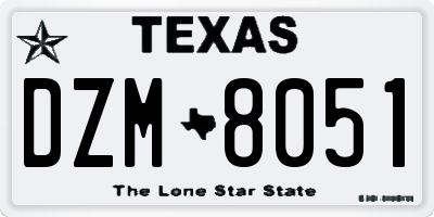 TX license plate DZM8051