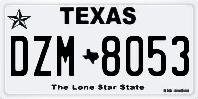 TX license plate DZM8053