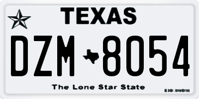 TX license plate DZM8054