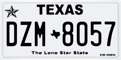 TX license plate DZM8057