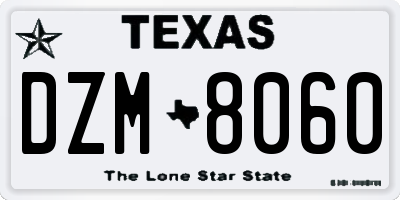 TX license plate DZM8060