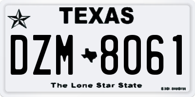 TX license plate DZM8061