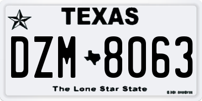 TX license plate DZM8063