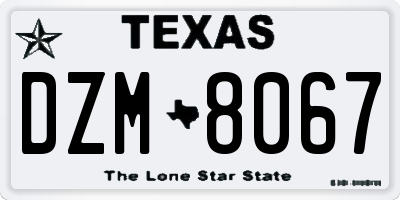 TX license plate DZM8067