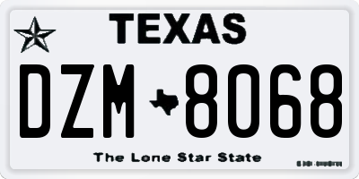 TX license plate DZM8068