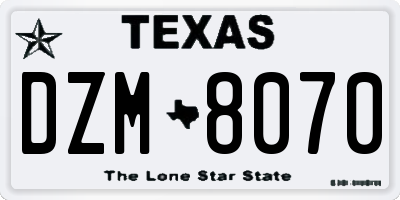 TX license plate DZM8070