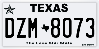 TX license plate DZM8073