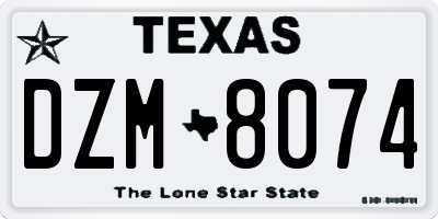 TX license plate DZM8074