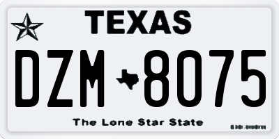 TX license plate DZM8075