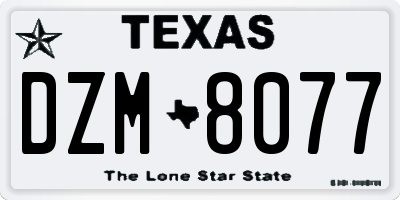 TX license plate DZM8077