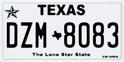 TX license plate DZM8083