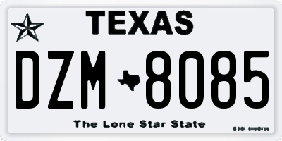 TX license plate DZM8085