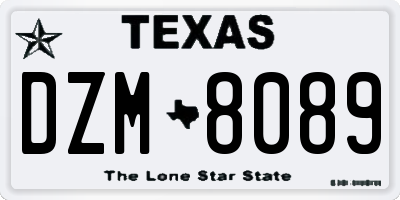 TX license plate DZM8089
