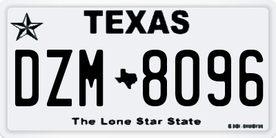 TX license plate DZM8096