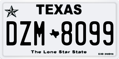 TX license plate DZM8099