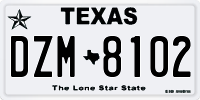 TX license plate DZM8102