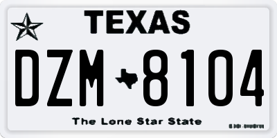 TX license plate DZM8104