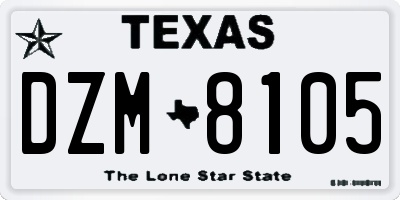TX license plate DZM8105