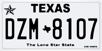 TX license plate DZM8107