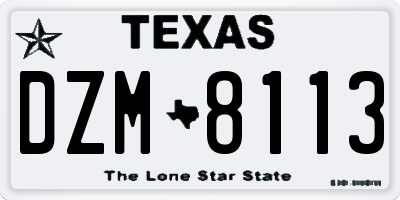 TX license plate DZM8113