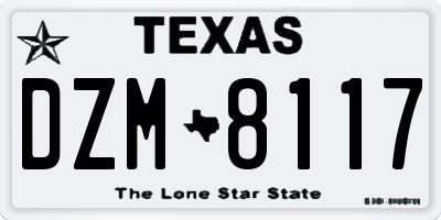 TX license plate DZM8117