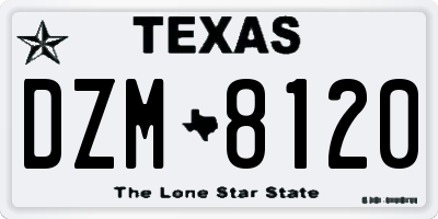 TX license plate DZM8120