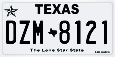 TX license plate DZM8121