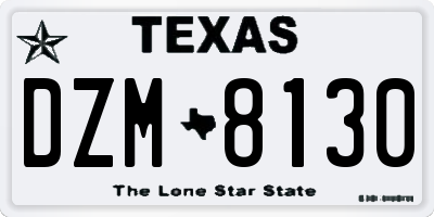 TX license plate DZM8130