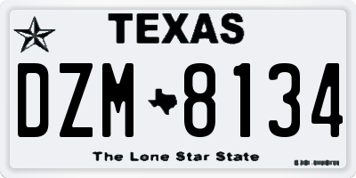TX license plate DZM8134