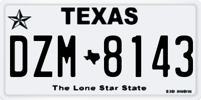 TX license plate DZM8143