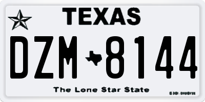 TX license plate DZM8144