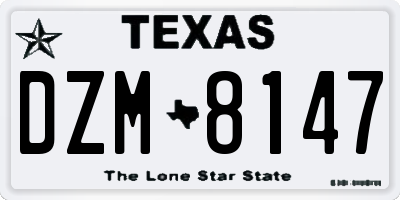 TX license plate DZM8147