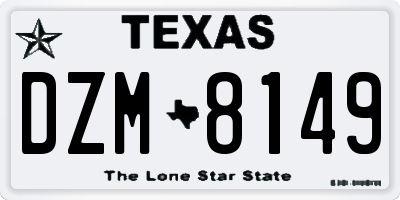 TX license plate DZM8149