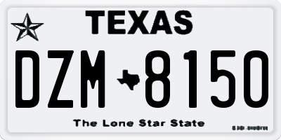 TX license plate DZM8150