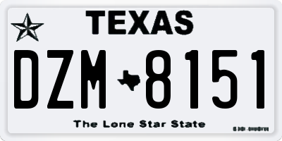 TX license plate DZM8151
