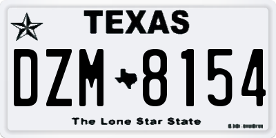 TX license plate DZM8154
