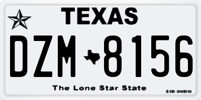 TX license plate DZM8156