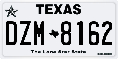 TX license plate DZM8162