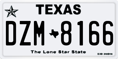 TX license plate DZM8166