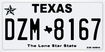 TX license plate DZM8167