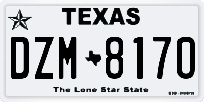 TX license plate DZM8170
