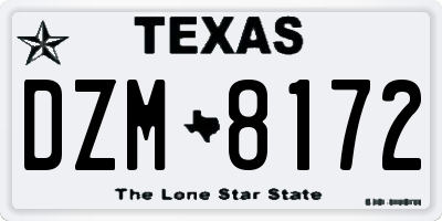 TX license plate DZM8172